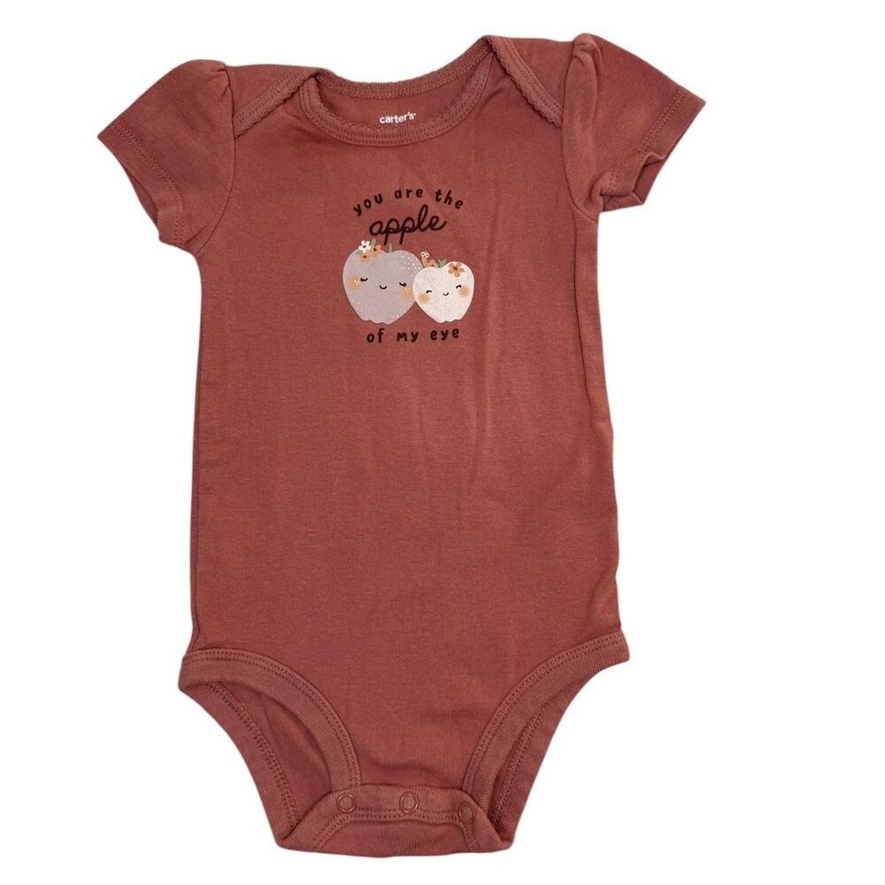 Carter's Bodysuit Bundle Baby Girl Apples Brown 9 Months - Picture 4 of 9